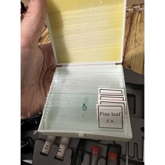 Kids 28 Piece Microscope Set 300X 600X 1200X - Metal w/Slides, Light Unused - Picture 11 of 12